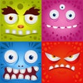 Set of funny cartoon expression monsters Royalty Free Stock Photo