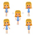 Set of funny cartoon housewife