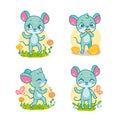 Set of funny cartoon mouses for children educational games Royalty Free Stock Photo