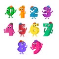 Set of funny cartoon numbers characters Royalty Free Stock Photo