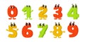 Set of funny cartoon numbers. Vector illustration Royalty Free Stock Photo