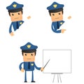 Set of funny cartoon policeman