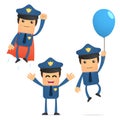 Set of funny cartoon policeman