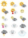 Set Funny cartoon weather icons vector