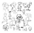 set of funny cartoons, Vector illustration. Royalty Free Stock Photo