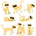 Stickers set with funny cats. Collection with domestic pets in i
