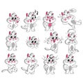 Set of funny cats with different emotions. Royalty Free Stock Photo