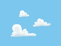 Set of funny clouds in flat style on blue background. Hand drawn illustration cartoon sky. Creative art work. Actual vector