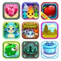 Set of funny cool app store game icons Royalty Free Stock Photo