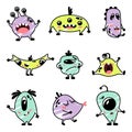 A set of funny and cute cartoon monsters Royalty Free Stock Photo