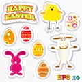 Set of funny easter stickies