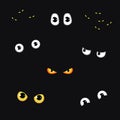 Set of funny and evil eyes in the dark - vector illustration Royalty Free Stock Photo