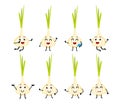 Set of funny garlic vegetable cartoon character Royalty Free Stock Photo