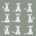 Set of funny geometric cats - vector illustration
