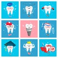 Set of funny icons of teeth