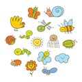 Set of funny insects in a children`s style