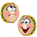 Set of funny laughing tambourine isolated on white background. Vector cartoon close-up illustration.