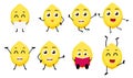 Set of funny lemon fruit character