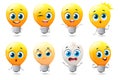 Set of funny light bulbs characters