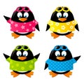 Set of funny penguins