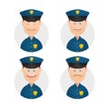Set funny police officer face avatar expression illustration
