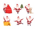 Set of funny Santa Claus character. Christmas New Year symbol cartoon vector illustration Royalty Free Stock Photo