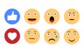 Set of funny smiles. Set of emotional emoji.