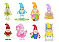 Set of funny summer gnomes