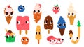Set of funny various ice cream characters.
