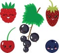 Set of funny vector berries
