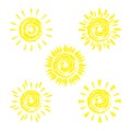 Set of funny vector doodle sun. To design your ideas.