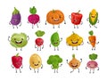 Set of funny vegetables. Fresh food concept. Cartoon vector illustration