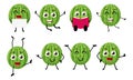 Set of funny watermelon fruit character