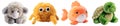 Set of fur plush stuffed animal toy on transparent background cutout, PNG file. Many