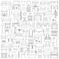 Vector collection of linear furniture icons.