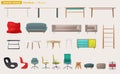 Set of furniture for home design. Cartoon vector illustration