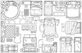 Set of furniture icons for the bedroom, top view. The layout plan of the apartment. Interior icon for floor plan. Royalty Free Stock Photo