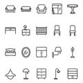 Set of furniture related vector icons. Royalty Free Stock Photo