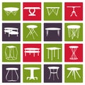 Set of furniture silhouettes.Table collection