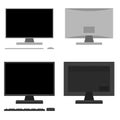 A set of furniture for the workplace Computer front and rear In different styles Vector flat illustration