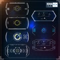 Set of futuristic blue infographics as head-up display. Display navigation elements for the web and app. Futuristic user interface Royalty Free Stock Photo