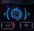 Set of futuristic blue infographics as head-up display. Display navigation elements for the web and app. Royalty Free Stock Photo