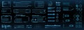 Set of futuristic digital HUD elements for user interface. Callouts, frames, pointers, circles, arrows, headers. Vector elements Royalty Free Stock Photo