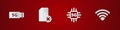 Set 5G modem, Sim card rejected, Processor and Wi-Fi wireless network icon. Vector Royalty Free Stock Photo