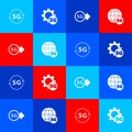 Set 5G network, Setting, and icon. Vector