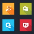 Set 5G network, , Setting and Location icon. Vector