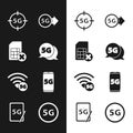 Set 5G network, Sim card rejected, Mobile with, and Graphic tablet icon. Vector Royalty Free Stock Photo