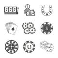 Set of Gambling Accessories Vector Illustrations. Royalty Free Stock Photo