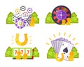 Set of Gambling Conceptual Vector Illustrations.