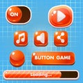 Set of game buttons, progress bars, boosters, icons for user interface design of computer, mobile games Royalty Free Stock Photo